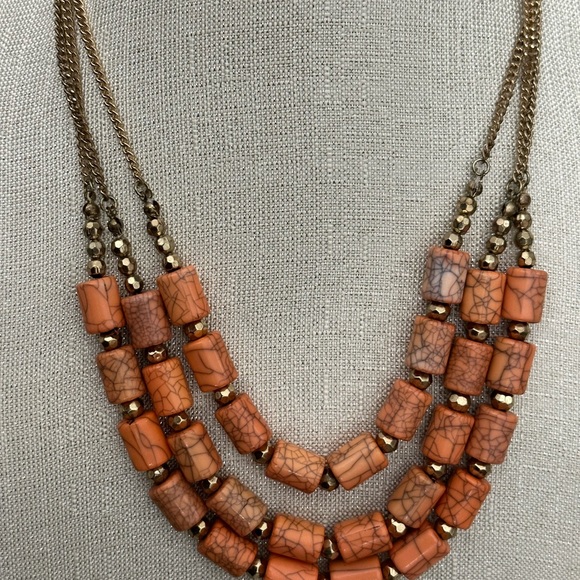 Statement, wood tube, necklace, triple thick vain, brown swirls, one of a kind - Picture 11 of 12
